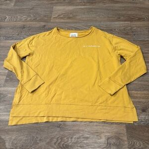 Rachel Hollis Mustard Yellow LS Tee “girl wash your face” Embroidered XS